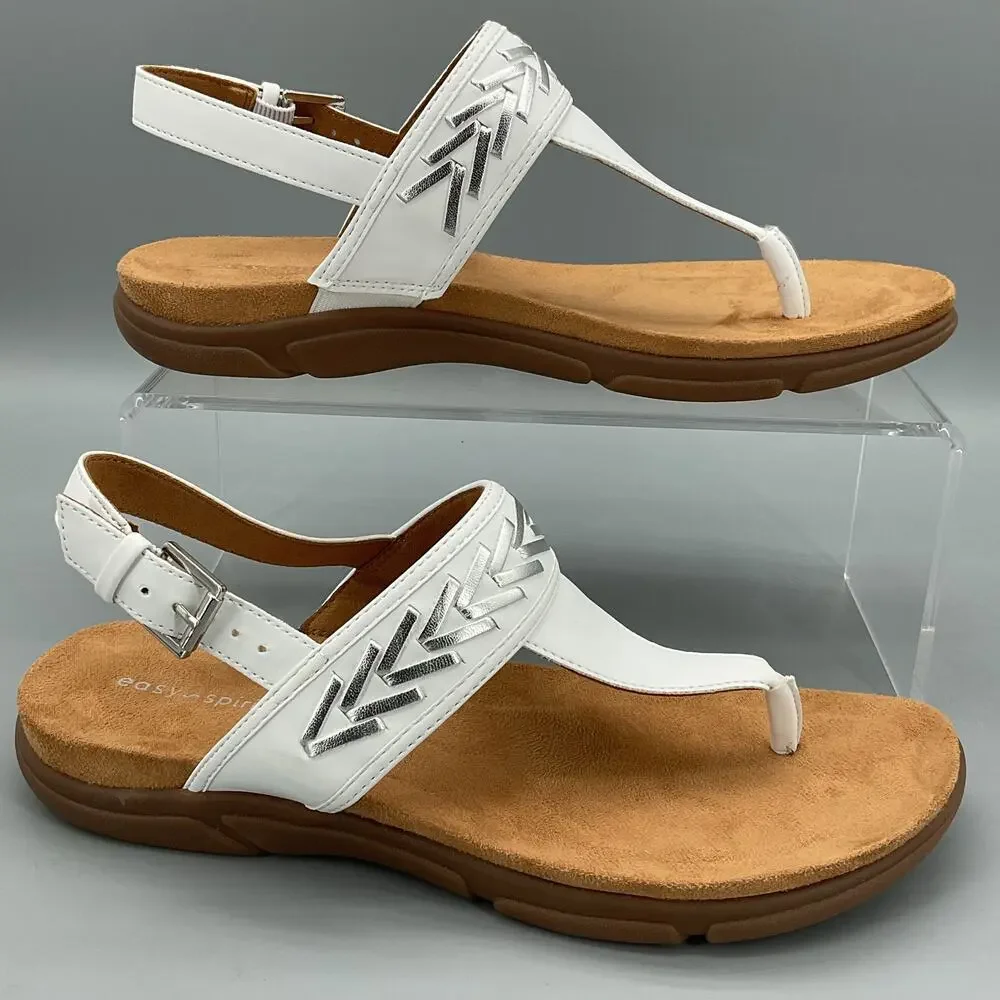 NEW Easy Spirit Women’s Monte Slingback Thong Sandals White Size 8.5M